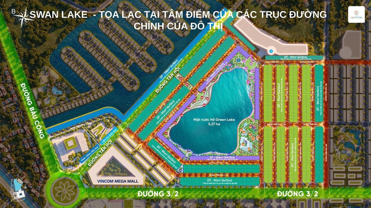 mat bang the swan lake vinhomes green city
